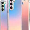 for Samsung Galaxy S23 Case Holographic Iridescent Unique and Aesthetic Shockproof Phone Case for Girls and Women Translucent Iridescent Bumper Protective Cases for Galaxy S23 Cover