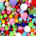 2 x Phinus 900 PCS Pom Poms, Multicolor Bulk Pom Poms Arts and Crafts, Soft and Fluffy Craft Pom Poms, Assorted Sizes Pompoms, for Arts and Craft Making Decorations