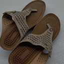 Aomigoct Wedge Sandals Women Flip Flops with High Increased Flower Platform Sandals for Women Dressy Summer Wedge Shoes Cushion FootBed Comfort Flip Flops, 40