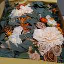 Floroom Arch Flowers with Drapes Kit (Pack of 4) - 2pcs Artificial Terracotta & Cream Floral Swag Arrangement with 2pcs Draping Fabric for Wedding Ceremony Arbor and Reception Backdrop Decoration