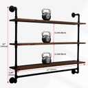 Industrial Pipe Shelving Pine Shelf,Pipe Shelves with Wood Planks,Wall Mounted Bookshelf,Floating Bar Shelves(3 Tier 42In)