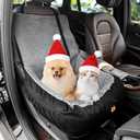 Dog Car Seat for Small Medium Dogs Under 30 lbs, Fully Detachable and Washable Cat Booster Car Seats for Front & Black Seat with Safety Leash Belt (Grey+Black), 19.7"L x 19.4"W x 12.5"H
