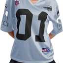 Women's Number Graphic Mesh Jersey Shirt V Neck 3/4 Sleeve Football Tee Tops Sportswear (Blue, XL)