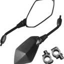 Universal Adjustable Motorcycle Rear View Mirror - Rhombus Convex Mirror with 10mm Clockwise Thread Bolt for Handle Bar of Motorcycle, Scooter, Atv, Etc. (Black)