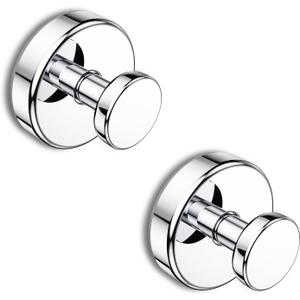 Bntuk Suction Cup Hooks for Shower, Removable Towel Hooks for Bathroom Window Glass Door Wall, Bath Robe Looafh Hook for Hanging - 2 Pack, Chrome