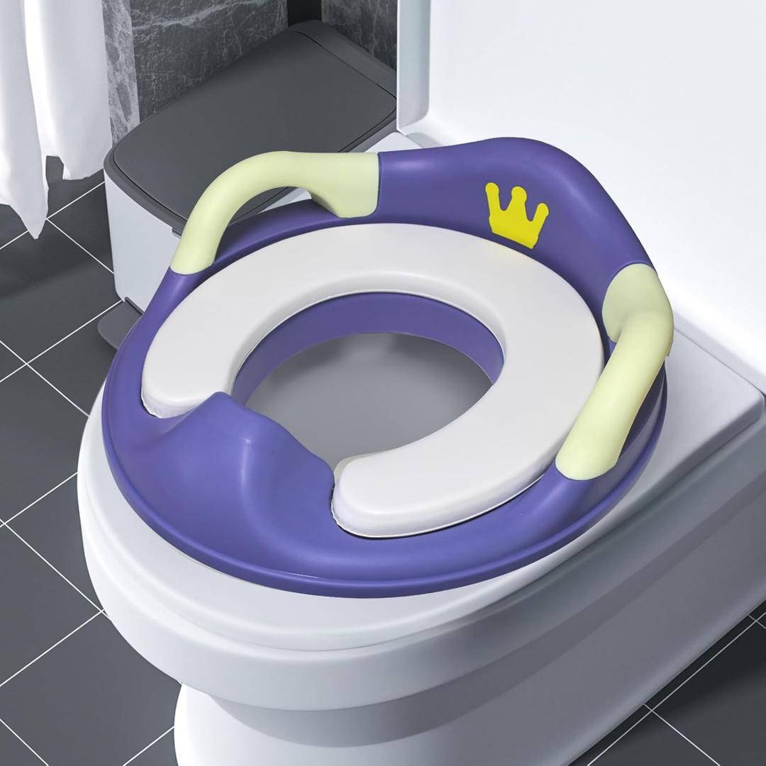 Toddlers Toilet Seat,Potty Training Toilet Seat for Boys and Girls Kids Toddler Potty Seat for Toilet, Potty Seat Cover for Baby with Detachable Soft Cushion, Non-Slip Sturdy Handle (Blue)