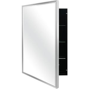 Modern Medicine Cabinet Mirror Storage for Bathroom Bedroom Surface/Recessed Mount with 3 Shelves (16"x26", Brushed Silver)