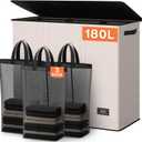 SOLEDI 180L 3-Section Laundry Hamper with Lid, Extra Large Dirty Clothes Basket with Sturdy Handles for Laundry Room & Bedroom - Durable Organizer for Sorting Laundry (Beige)