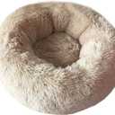 BODISEINT Modern Soft Plush Round Pet Bed for Cats or Small Dogs, Mini Medium Sized Dog Cat Bed Self Warming Autumn Winter Indoor Snooze Sleeping Cozy Kitty Teddy Kennel (20'' D x 8'' H, Champagne)