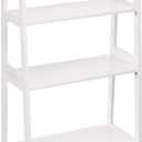 Amazon Basics 5 Shelf Sturdy Rubberwood Ladder Bookshelf for Book Storage, White, 15.03" D x 25.98" W x 74.48" H