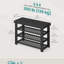 SONGMICS Shoe Rack Bench, 4 Tier Bamboo Shoe Storage Organizer, Entryway Bench, for Living Room, Bathroom, Bedroom, 11.3 x 27.6 x 20.5 Inches, Ink Black 