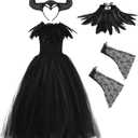 Tutu Dreams Witch Dress for Girls Kids Halloween Costume Black Tutu Dress with Wings Headband Size XL
