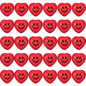 30 Pieces Heart Stress Relief Balls, Smile Funny Face Mini Foam Balls for School Carnival Reward, Valentine Party Gift Bag Fillers (Red)