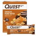 Quest Nutrition Chocolate Peanut Butter Protein Bars, 20g Protein, 1g Sugar, 5g Net Carb, Gluten Free, Keto Friendly, 4 Count