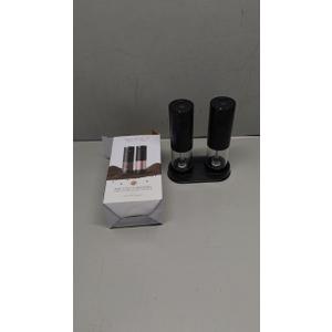 Electric Salt and Pepper Grinder Set Automatic Battery Pepper Mill Shakers Adjustable Coarseness Upgraded Larger Capacity with Led Home and Kitchen Appliances Birthday Gifts for Women Mom (Black/Black)