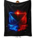 Neon Hockey Drip Blanket Gift Sports Fan Throw, Ice Hockey Room Decor for Boys, Teens & Men, Cozy for Couch or Bed, 50'' x 60'', Game Night, Birthday, Christmas, Gift Exchange