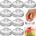 Okllen 9 Pack Glass Fermentation Glass Weights for Large Wide Mouth Mason Jars Easy Grip Handle, Dishwasher Safe