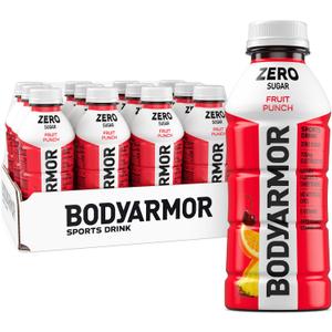 BODYARMOR ZERO Sugar Fruit Punch Electrolyte Drink, Natural Flavors, 16 Fl Oz Bottles (12 Pack), B Vitamins & Antioxidants Sugar Free Hydration (EXP 05/10/27)