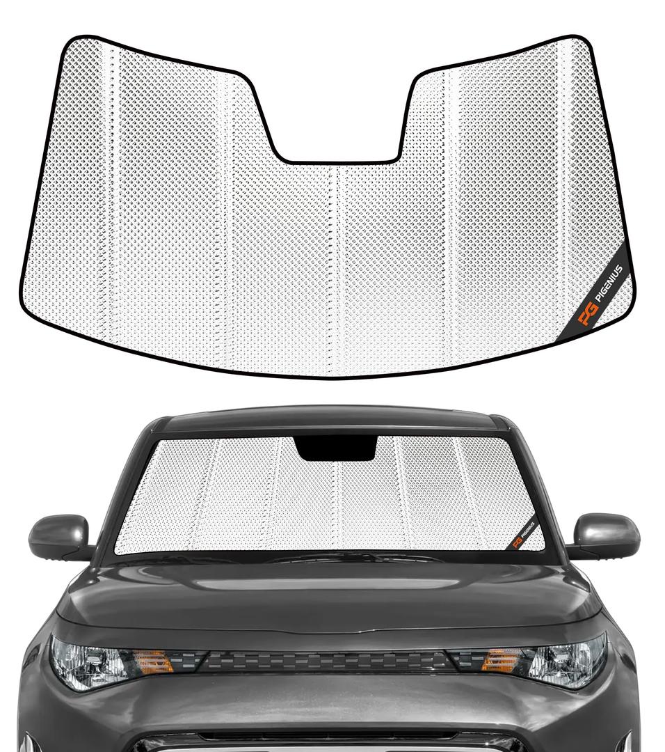 Pigenius Windshield Sun Shade for Kia Soul Wagon 2020-2025, Reflective Aluminum Film Front Window Sunshade