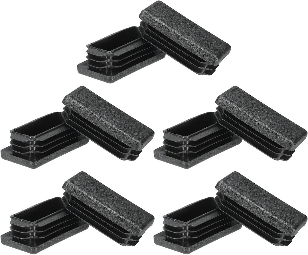 PATIKIL Rectangle Plastic Hole Plugs 1x0.6inch, 10 Pack Tubing Insert End Cap for Rectangle Metal Tubing Furniture Chair Leg Fence Post Pipe, Black