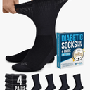 Doctor's Select Diabetic Socks for Men - 4 Pairs Crew Diabetic Neuropathy Socks for Men | Diabetic Socks for Men 9-12