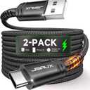 JSAUX USB C Cable [2-Pack 6.6ft], USB A to USB Cord 3.1A Fast Charging Compatible with iPhone 16/16 Plus/16 Pro/16 Pro Max/iPhone 16e/iPhone 15 Series, Samsung S20 S10 S9, Note 20 10, Car Play - Black