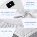 Grounding Sheets King Size, 95% Organic Cotton + 5% Pure Silver Fiber, Grounded Sheet Earth Connected Bedding (King - 77"x 80"x 13" White) Fitted Earth Sheets with Grounding Cord