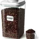 Large Pop Airtight Food Storage Containers Set with Lids, 4.2Qt Food Containers with Scoop, Kitchen Pantry Organization and Storage, BPA Free Stackable Cereal Container