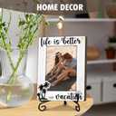 Eronm Solid Wood Beach Picture Frames for 4 x 6 Inch Photo, Life is Better on Vacation Wooden Photo Frame with Stand, Vacation Gifts for Family Friend, Home Office Desk Decor Party Decoration-A25