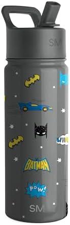 Simple Modern Kids Summit DC Comics Batman Water Bottle 18oz Stainless Steel | with Straw Lid, Cup, Insulated Tumbler, for Boys, School, Batman POW!