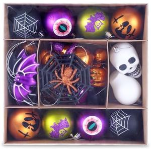 28ct Halloween Ball Ornaments Set, Shatterproof Tree Decorations, Perfect Hanging Ball for Tree Indoor/Outdoor Holiday Halloween Party Decor