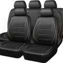 CAR PASS Universal FIT Piping Leather Car Seat Cover, for suvs,Van,Trucks,Airbag Compatible,Inside Zipper Design and Reserved Opening Holes (Full Set, Black and Beige)