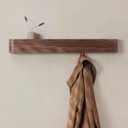 Kazai. Wall-Mounted Coat Rack 'Toke' - Modern Design with Hidden Wall Hooks - Solid Wood Veneer Panel Coat Hanger - Walnut