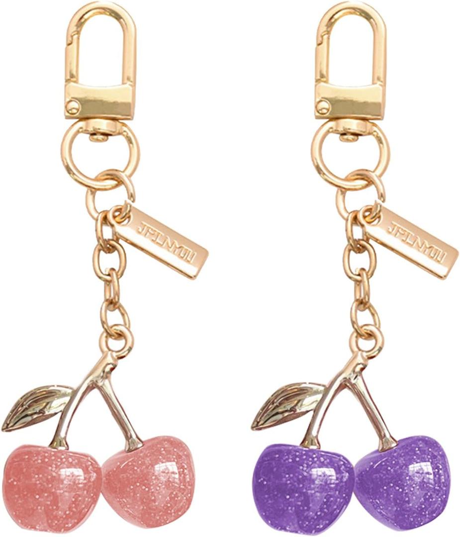 2Pcs Cherry Bag Charm Purse Charms Keychain-Bag Charms for Handbags- Cherry Keychains for Women-Purse Charm Gift for Women