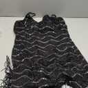 Women's 1920s Flapper Sequin Dress for Great Gatsby Theme Party Dress With Roaring 20s Accessories Set for Party (Large, Black)