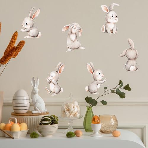 Cute Bunny Wall Decals - Removable Cartoon Rabbit Animal Stickers for Nursery, Kids Bedroom, Living Room, Easter Bunny & Spring Decor.