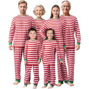 QUNISY Family Pajamas Christmas Matching Sets Xmas Family Pjs Set Couple Holiday Jammies Women/Men Festival Sleepwear Adult (Large, Red Stripes)