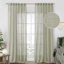 LAMIT Sage Grey Linen Curtains 90 Inch for Living Room, Back Tab and Rod Pocket Linen Textured Farmhouse Curtains Light Filtering Drapes for Bedroom/Dining Room, Set of 2, 52 x 90 Inch