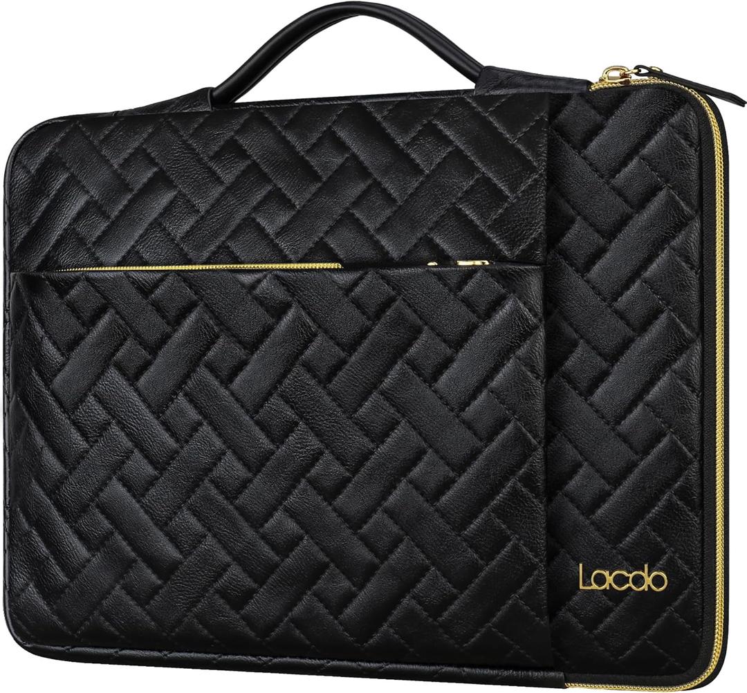 Lacdo 360 Protective 14 Inch Laptop Sleeve Case for HP Lenovo Dell ASUS Acer Chromebook 14 / HP Stream 14 / Dell Inspiron 14 / Lenovo IdeaPad 14 / Acer Spin/ASUS ZenBook Computer Bag, Elegant Black