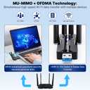 USB WiFi Adapter for PC WiFi Adapter 1800Mbps Max Speed 4 High-Gain PC WiFi Antennas Ultra-Long Range Signal Reception Wireless Wifi6 Adapter for Desktops & Laptops PC Dual-Network Card connectivity