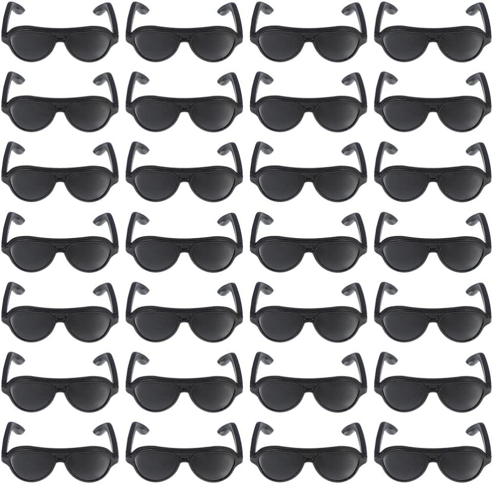 NUOBESTY 100pcs Mini Doll Eyeglasses Miniature Black Sunglasses Tiny Eyewear Toys for Kids Dress Up Dolls DIY Crafts Dollhouse Accessories