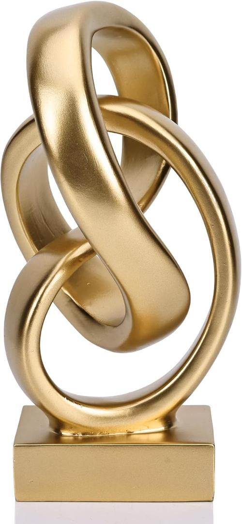 DOVDOV Abstract Gold Knot Statue, Geometric Knot Decor, Gold Decor on Shelf Bookshelf countertop for Living Room Coffee Table Office Coffee Table entryway entryway Desktop Decorative Ornament.