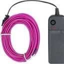 Searik LED Neon Light 16.4ft/5m, Portable EL Wire Glowing Rope Lights LED Strips String Lighting with Battery Controller for Halloween Decorations Party Favor Car DIY Clothes (Purple)
