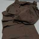 GRAPENT Capri Pants for Women High Waisted Wide Leg Linen Palazzo Trousers Pull On Elastic Smock Waist Loose Flowy Pants (Large, Coffee Brown)