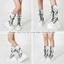 mikarka Womens Holographic Platform Mid Calf Combat Boots Lace Up Wedge Heel Studded Goth Knee High Boots, 39