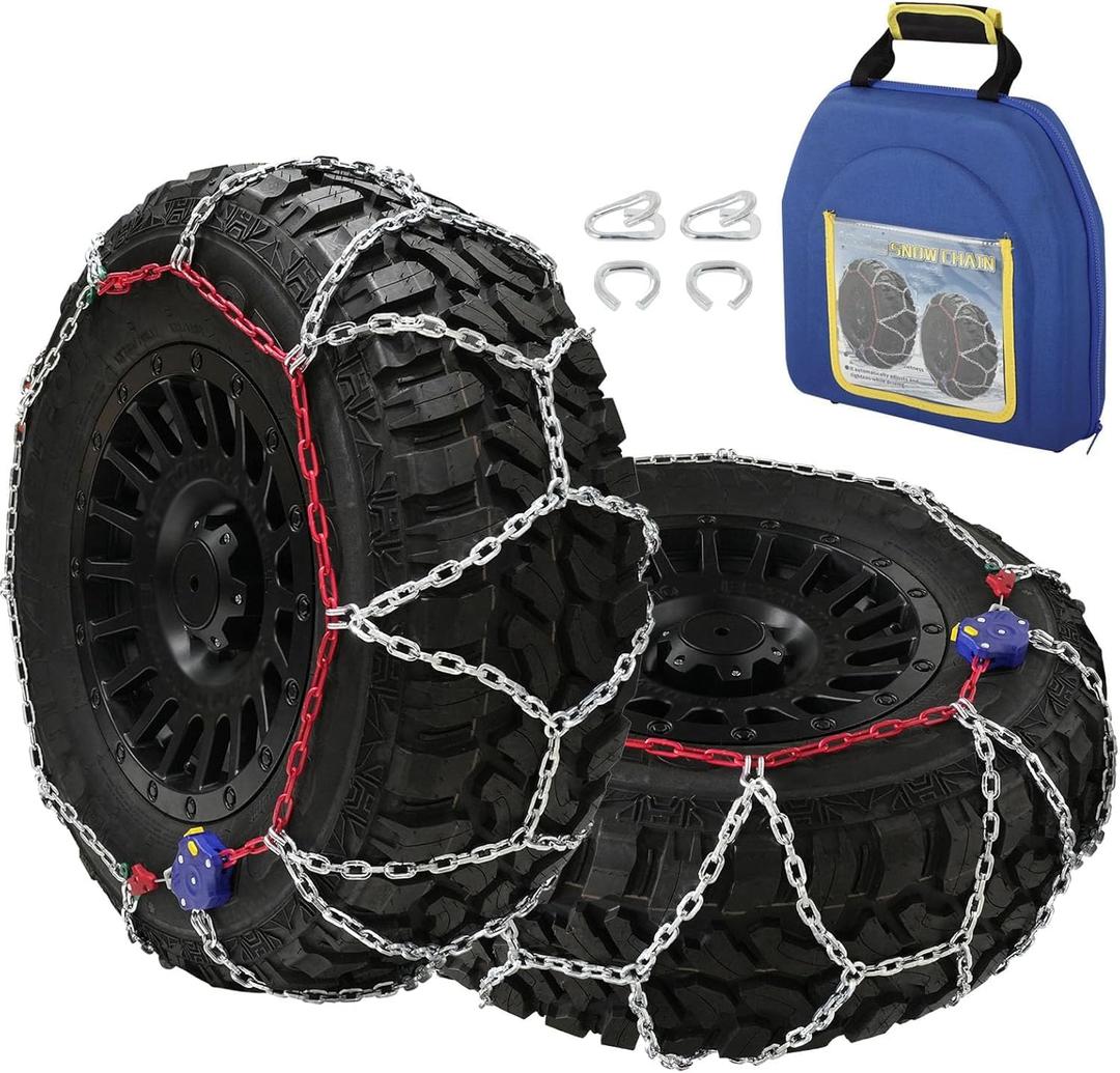 SCITOO Snow Chains for Car Pickup Trucks SUV,Universal Emergency Tire Traction Chain,Anti-Skid Thickening Tire Chains Width 235 245 255 265 275mm(15" 16" 17" 18" 19" 20")- Set of 2