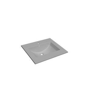 31" Bathroom Vanity Top with Integrated Sink – Solid Surface Polyurethane Resin, Matte Grey, One-Piece Countertop Basin, Single Faucet Hole, Built-in Overflow (31"W x 22"D)