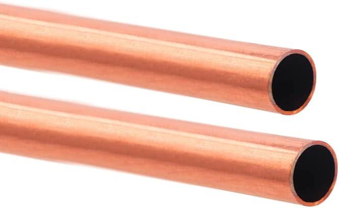 1/2"(13mm) OD 99.9% Copper Tube 0.5mm Wall  300mm Length  2Pcs, Pure Copper Tubing 110 Copper Seamless Round Tubing for Refrigerator, Jewellery and Industry