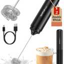SIMPLETASTE Milk Frother Handheld Electric Foam Maker, Drink Mixer with Stainless Steel Whisk for Cappuccino, Bulletproof Coffee, Latte, Black, without Stand, USB-C Rechargeable