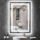 LED Bathroom Mirror with Front and Backlit 24"x36", Black Frame, Wall Mounted, Dual LED Strips, Fogless, Dimmable, 3 Color Changing, Shatterproof, Horizontal/Vertical
